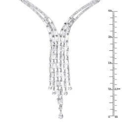 18K White Gold Antique Style Ladies Diamond Necklace Round Baguette Pear Diamonds -Its Hot Jewelry Shop 18k gold antique style ladies diamond necklace round baguette pear diamonds rulerwh