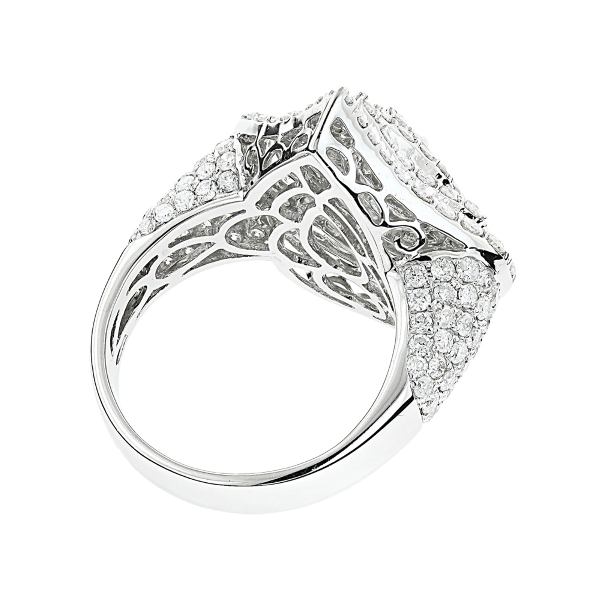 18K White Gold Designer Diamond Drop Ring For Women 3.75ct 6 18K White Gold Designer Diamond Drop Ring For Women 3.75ct - Image 4