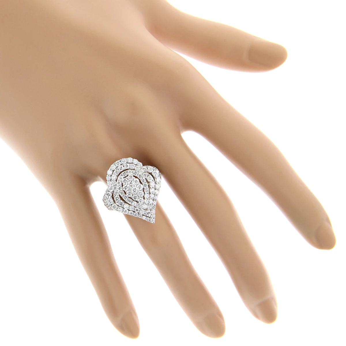 18K White Gold Designer Diamond Drop Ring For Women 3.75ct 7 18K White Gold Designer Diamond Drop Ring For Women 3.75ct - Image 5