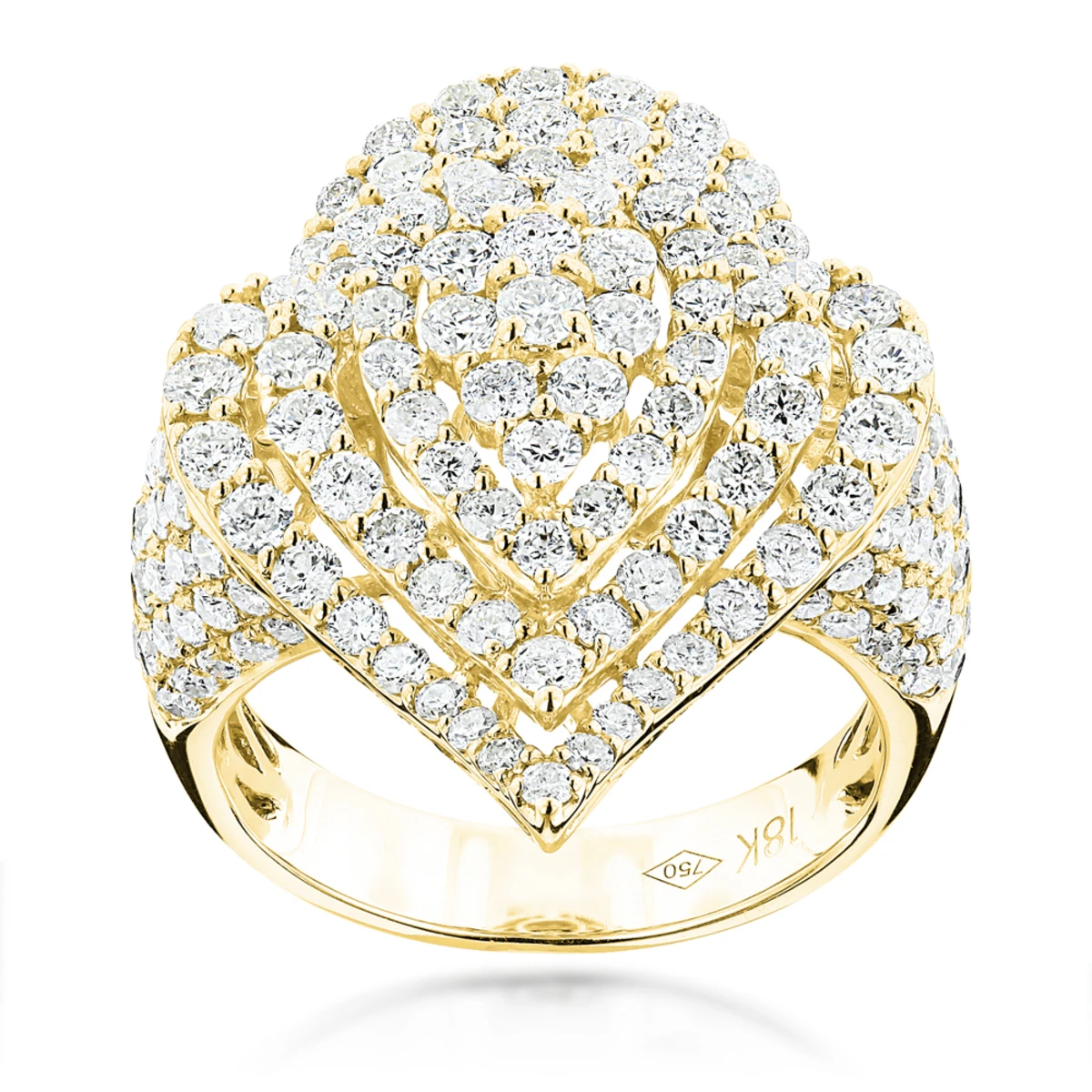 18K White Gold Designer Diamond Drop Ring For Women 3.75ct 4 18K White Gold Designer Diamond Drop Ring For Women 3.75ct - Image 2