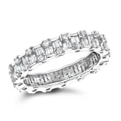 Thin 18K White Gold Designer Diamond Eternity Ring 1.29ct