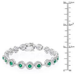 Women's 18K White Gold Diamond And Emerald Bracelet 2.52dtw 3.56stw -Its Hot Jewelry Shop 18k gold diamond and emerald bracelet 252dtw 356stw p 5918 rulerwh