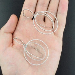 18K White Gold Diamond Circle Dangle Earrings 2.25ct -Its Hot Jewelry Shop 18k gold diamond circle dangle earrings 225ct p 22506back