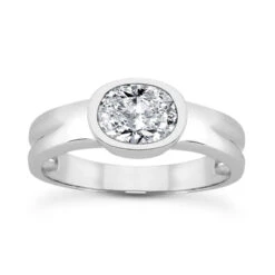 18K White Gold Diamond Engagement Ring 0.75ct 3.9mm