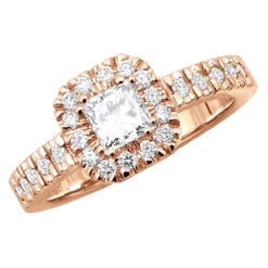 Halo 18K White Gold Princess Cut Diamond Engagement Ring 1.11ct 3/8in. (9.5mm) -Its Hot Jewelry Shop 18k gold diamond engagement ring 111ct p 33926 ro