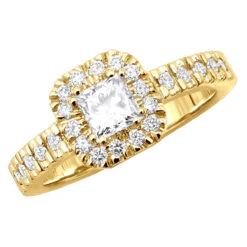 Halo 18K White Gold Princess Cut Diamond Engagement Ring 1.11ct 3/8in. (9.5mm) -Its Hot Jewelry Shop 18k gold diamond engagement ring 111ct p 33926 ye