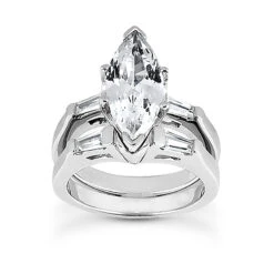 18K White Gold Diamond Engagement Ring Set 1.03ct Band: 1.85mm, Eng.: 1.90mm