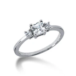 Ultra Thin 18K White Gold Diamond Engagement Ring Setting 0.10ct