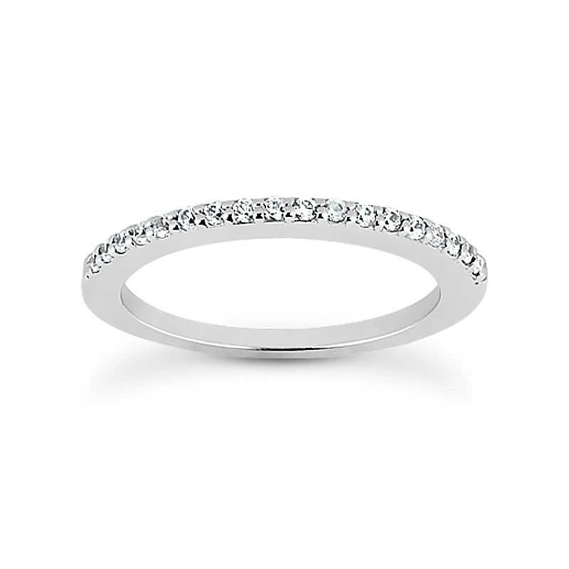 Ultra Thin 18K White Gold Diamond Engagement Wedding Ring 0.18ct 3 Ultra Thin 18K White Gold Diamond Engagement Wedding Ring 0.18ct