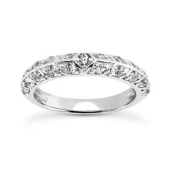 Thin 18K White Gold Diamond Engagement Wedding Ring 0.21ct 2.2mm