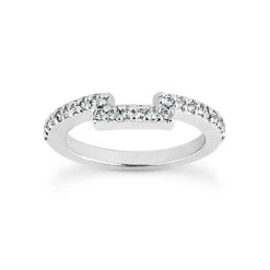 Thin Contour 18K White Gold Diamond Wedding Ring 0.24ct 2.2mm