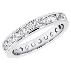 Thin 18K White Gold Diamond Eternity Band 1.25ct