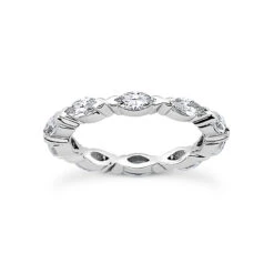 Thin 18K White Gold Diamond Eternity Band 1.50ct