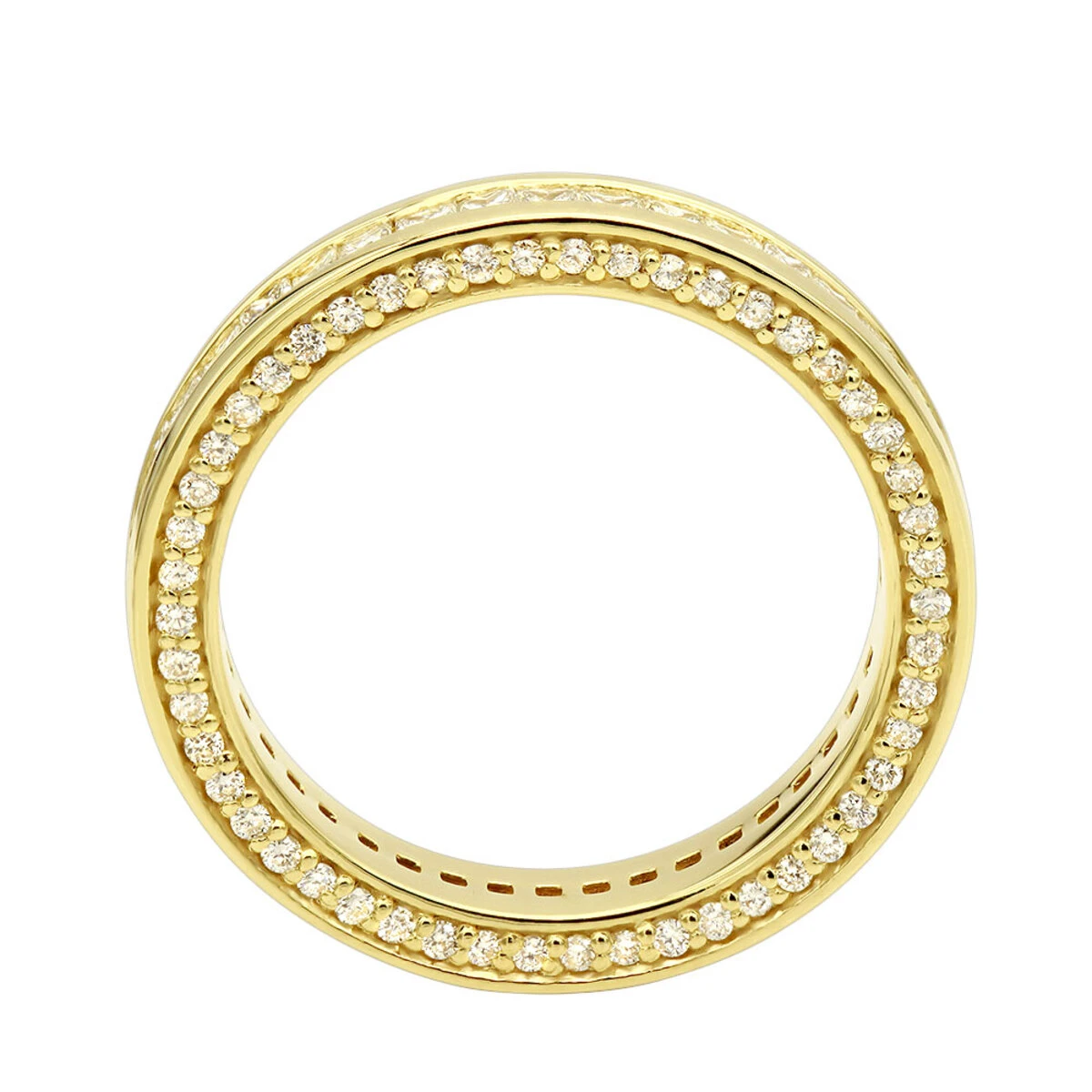 18K Yellow Gold Round And Princess Cut Diamond Eternity Band 1.93ct 6 18K Yellow Gold Round And Princess Cut Diamond Eternity Band 1.93ct - Image 4