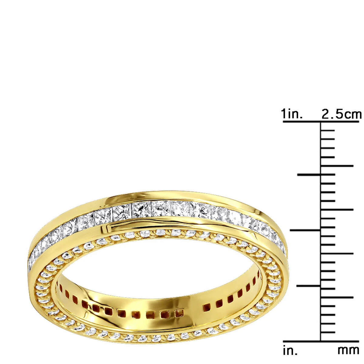 18K Yellow Gold Round And Princess Cut Diamond Eternity Band 1.93ct 8 18K Yellow Gold Round And Princess Cut Diamond Eternity Band 1.93ct - Image 6