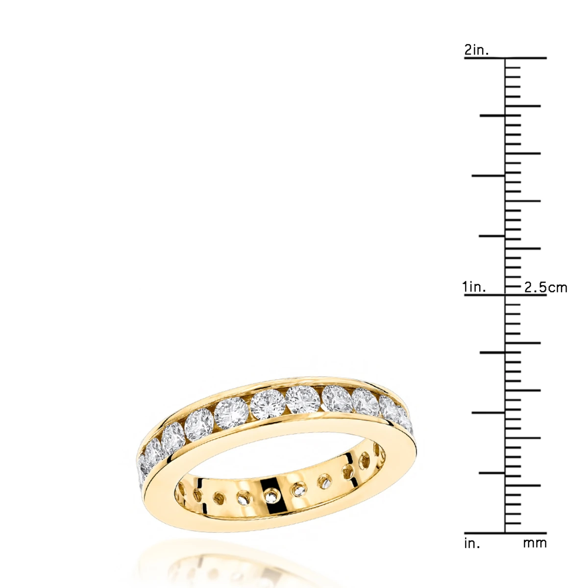 18K Yellow Gold Round Diamond Eternity Band 2.20ct 7 18K Yellow Gold Round Diamond Eternity Band 2.20ct - Image 5