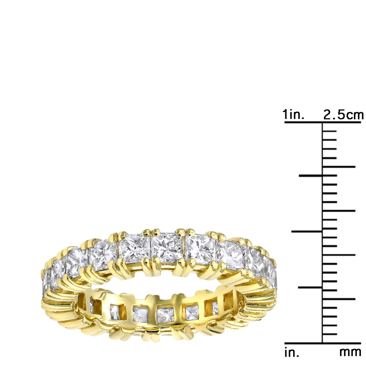 18K Yellow Gold Princess Cut Diamond Eternity Band 3.74ct Ladies Anniversary Ring 8 18K Yellow Gold Princess Cut Diamond Eternity Band 3.74ct Ladies Anniversary Ring - Image 6