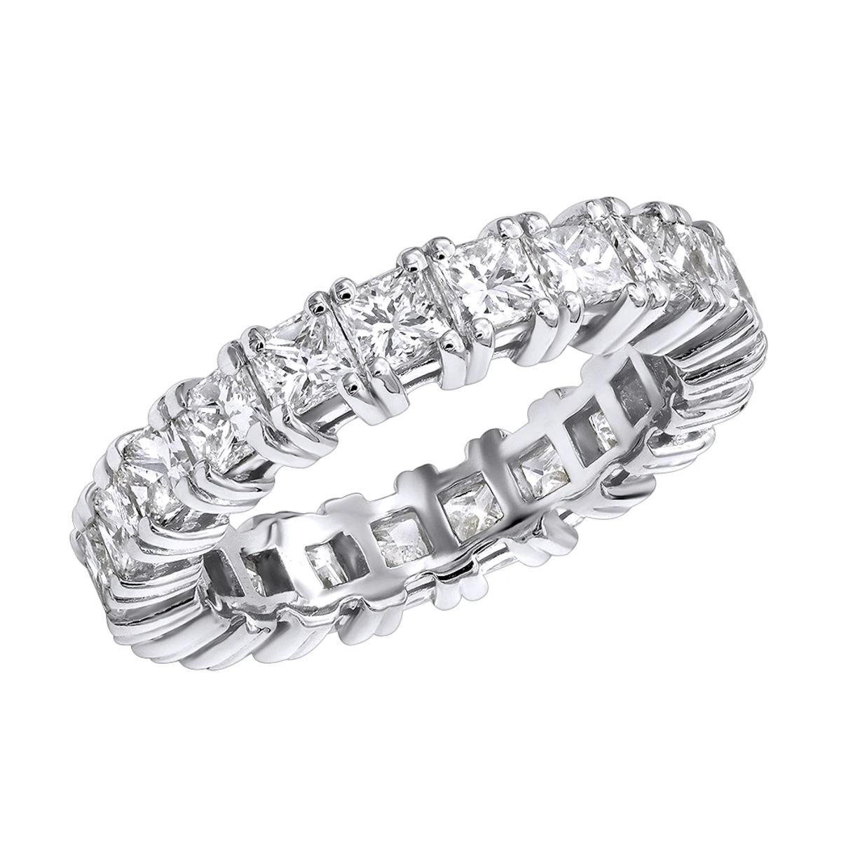 18K Yellow Gold Princess Cut Diamond Eternity Band 3.74ct Ladies Anniversary Ring 4 18K Yellow Gold Princess Cut Diamond Eternity Band 3.74ct Ladies Anniversary Ring - Image 2