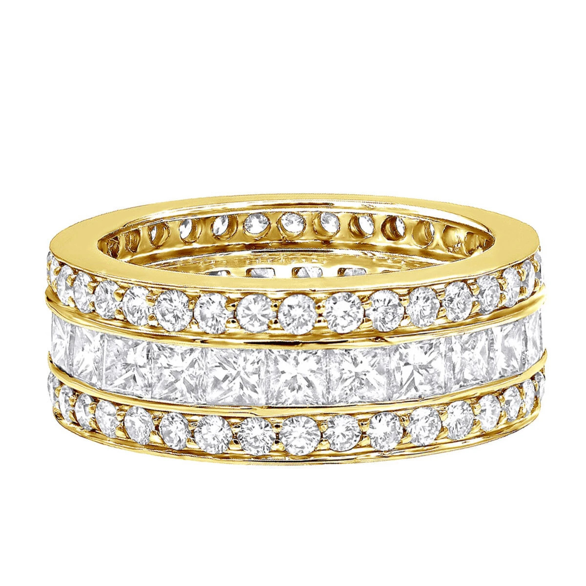 18K White Gold Round & Princess Diamond 5 Carat Eternity/Anniversary Band 7 18K White Gold Round & Princess Diamond 5 Carat Eternity/Anniversary Band - Image 5