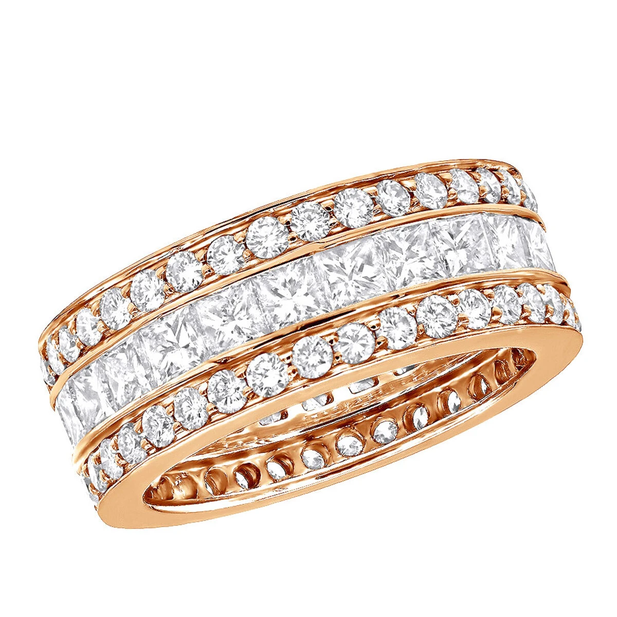 18K White Gold Round & Princess Diamond 5 Carat Eternity/Anniversary Band 5 18K White Gold Round & Princess Diamond 5 Carat Eternity/Anniversary Band - Image 3