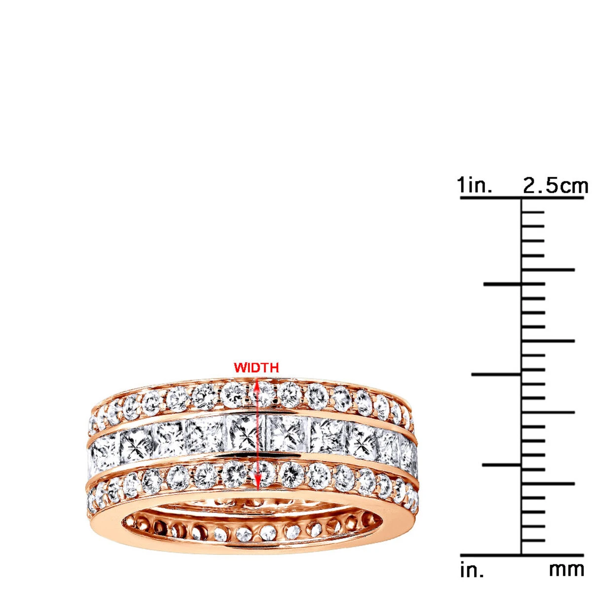 18K White Gold Round & Princess Diamond 5 Carat Eternity/Anniversary Band 12 18K White Gold Round & Princess Diamond 5 Carat Eternity/Anniversary Band - Image 10