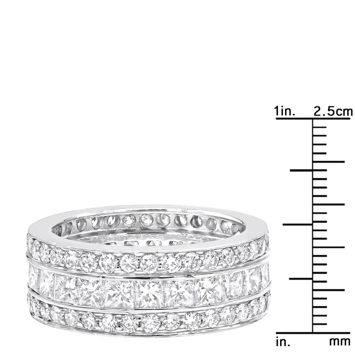 18K White Gold Round & Princess Diamond 5 Carat Eternity/Anniversary Band 10 18K White Gold Round & Princess Diamond 5 Carat Eternity/Anniversary Band - Image 8