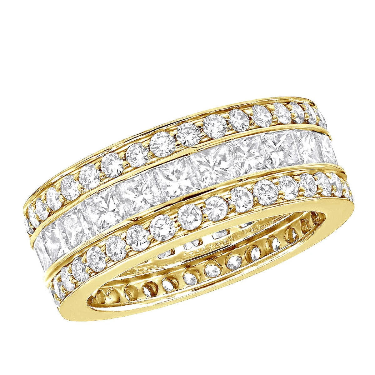 18K White Gold Round & Princess Diamond 5 Carat Eternity/Anniversary Band 4 18K White Gold Round & Princess Diamond 5 Carat Eternity/Anniversary Band - Image 2