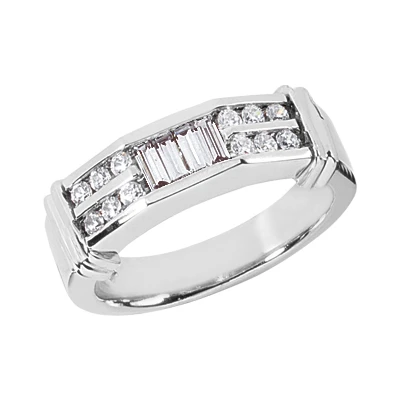 18K White Gold Diamond Men's Wedding Ring 0.62ct 3 18K White Gold Diamond Men's Wedding Ring 0.62ct