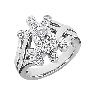 18K White Gold Diamond Right Hand Ring 0.62ct 3 18K White Gold Diamond Right Hand Ring 0.62ct