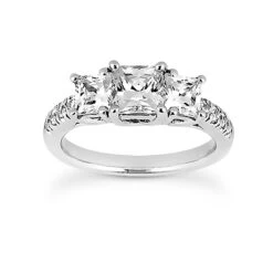 18K White Gold Diamond Three Stone Engagement Ring Set 1.27ct -Its Hot Jewelry Shop 18k gold diamond three stone engagement ring set 127ct p 33262 back white 20220426