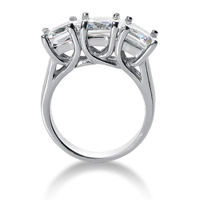 Thin 18K White Gold Diamond Three Stones Engagement Ring 1.20ct 4 Thin 18K White Gold Diamond Three Stones Engagement Ring 1.20ct - Image 2