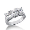 Thin 18K White Gold Diamond Three Stones Engagement Ring 1.20ct