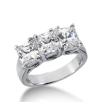 Thin 18K White Gold Diamond Three Stones Engagement Ring 1.20ct 3 Thin 18K White Gold Diamond Three Stones Engagement Ring 1.20ct