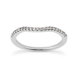 Ultra Thin 18K White Gold Diamond Wedding Band 0.12ct