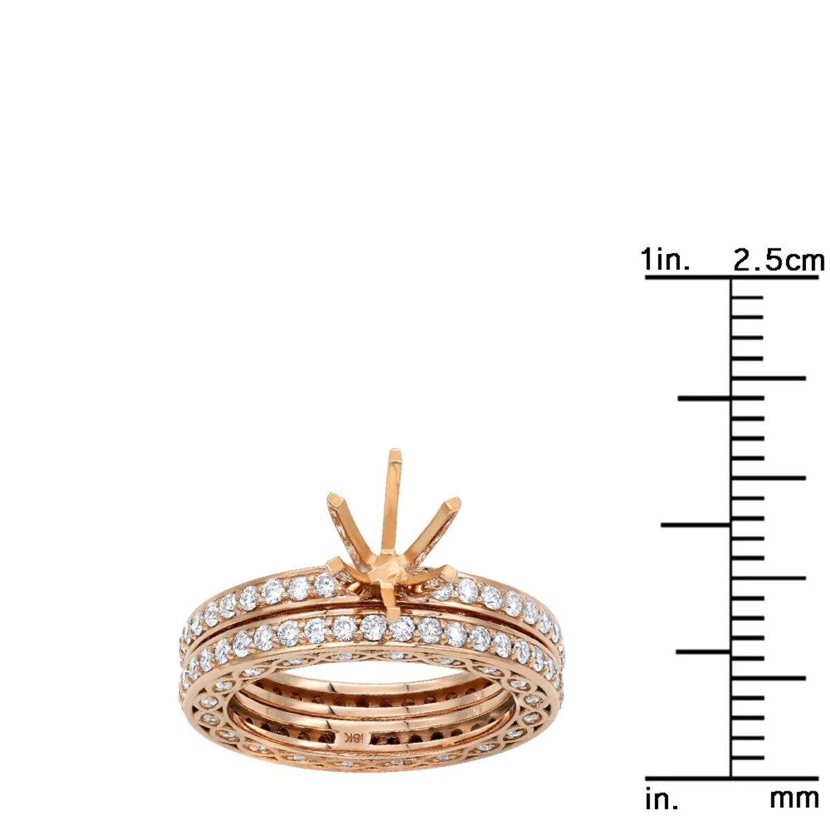 18K Rose Gold Eternity Diamond Engagement Ring Set 1.82ct 8 18K Rose Gold Eternity Diamond Engagement Ring Set 1.82ct - Image 6