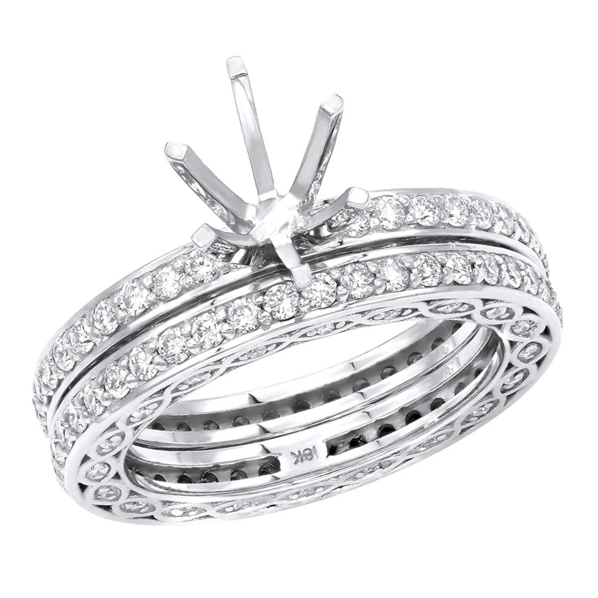 18K Rose Gold Eternity Diamond Engagement Ring Set 1.82ct 5 18K Rose Gold Eternity Diamond Engagement Ring Set 1.82ct - Image 3