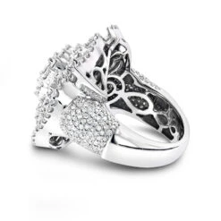 18K White Gold Statement Flower Diamond Engagement Ring LUCCELLO 3.25ct -Its Hot Jewelry Shop 18k gold flower diamond engagement ring luccello 35ct statement jewelry backwh