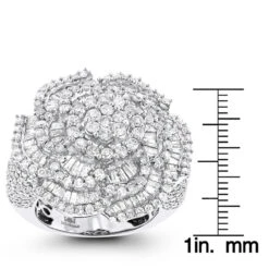 18K White Gold Statement Flower Diamond Engagement Ring LUCCELLO 3.25ct -Its Hot Jewelry Shop 18k gold flower diamond engagement ring luccello 35ct statement jewelry rulerwh