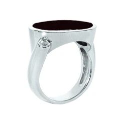 18K White Gold Ladies Black Onyx Ring 0.10ct 8 18K White Gold Ladies Black Onyx Ring 0.10ct -Its Hot Jewelry Shop 18k gold ladies black onyx ring 010ct p 32906 back white 20220426