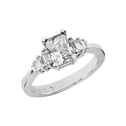 Ultra Thin 18K White Gold Ladies Diamond Ring 1.28ct