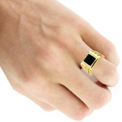 18K Yellow Gold Men's Black Onyx Ring 14.4mm -Its Hot Jewelry Shop 18k gold mens black onyx ring p 31960 bod