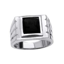 18K Yellow Gold Men's Black Onyx Ring 14.4mm -Its Hot Jewelry Shop 18k gold mens black onyx ring p 31960 wh