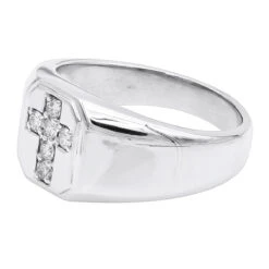 18K White Gold Men's Diamond Ring 0.30ct -Its Hot Jewelry Shop 18k gold mens diamond ring 030ct p 31852 backwh