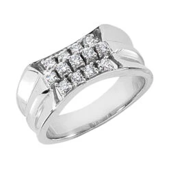 18K White Gold Men's Diamond Ring 0.65ct