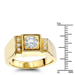 18K Yellow Gold Men's Diamond Ring 0.87ct -Its Hot Jewelry Shop 18k gold mens diamond ring 087ct p 31940 rulerye