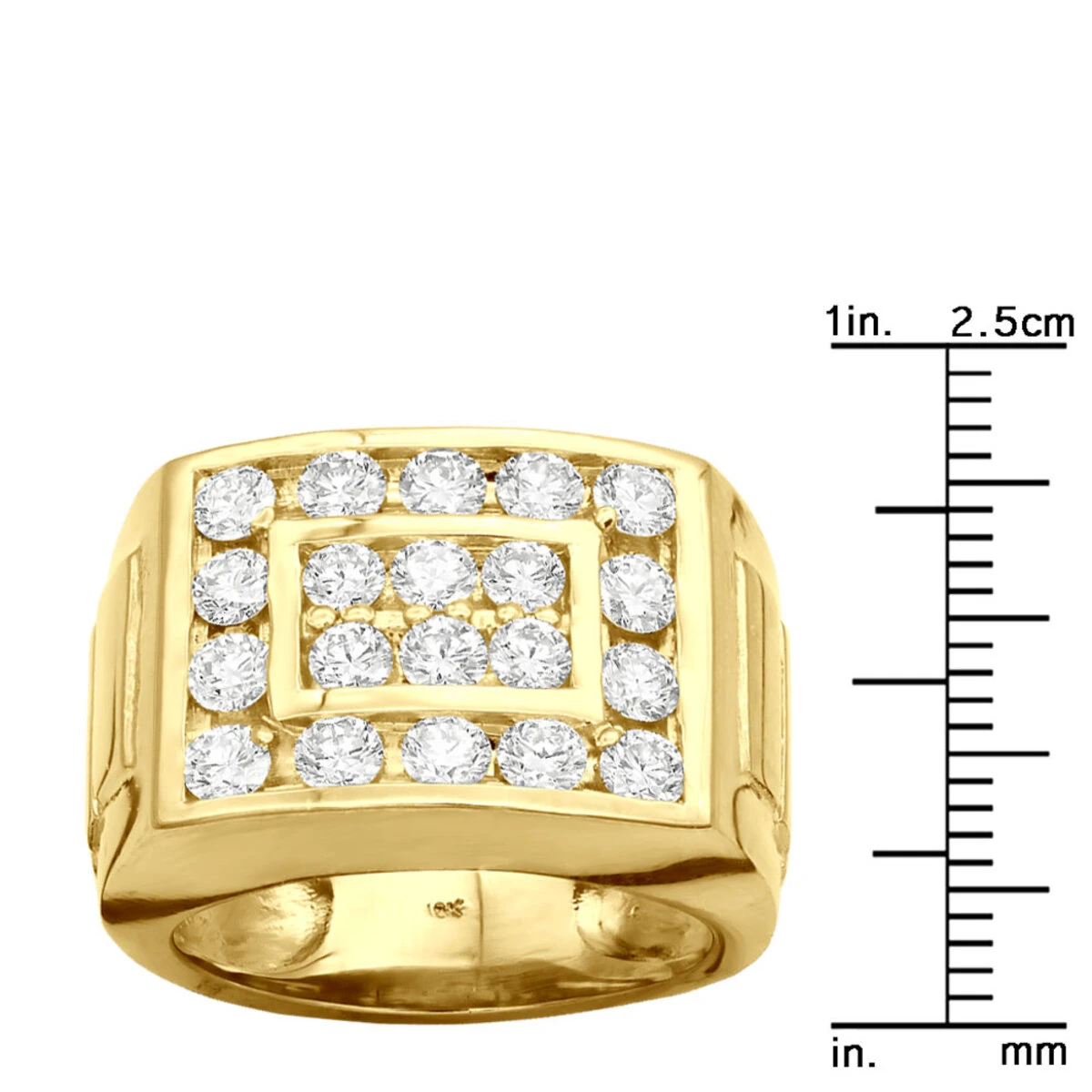 18K Yellow Gold Men's Diamond Ring 1.32ct 13.5mm 10 18K Yellow Gold Men's Diamond Ring 1.32ct 13.5mm - Image 8
