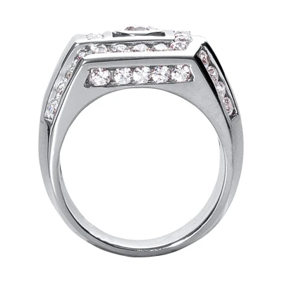 18K White Gold Men's Diamond Ring 1.98ct 5 18K White Gold Men's Diamond Ring 1.98ct - Image 3