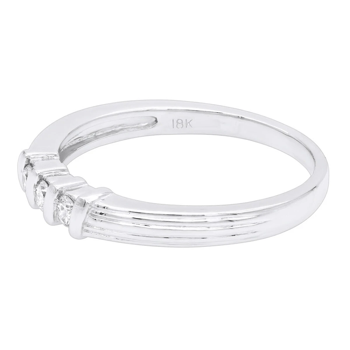 Thin 18K White Gold Men's Diamond Wedding Band 0.15ct 6 Thin 18K White Gold Men's Diamond Wedding Band 0.15ct - Image 4