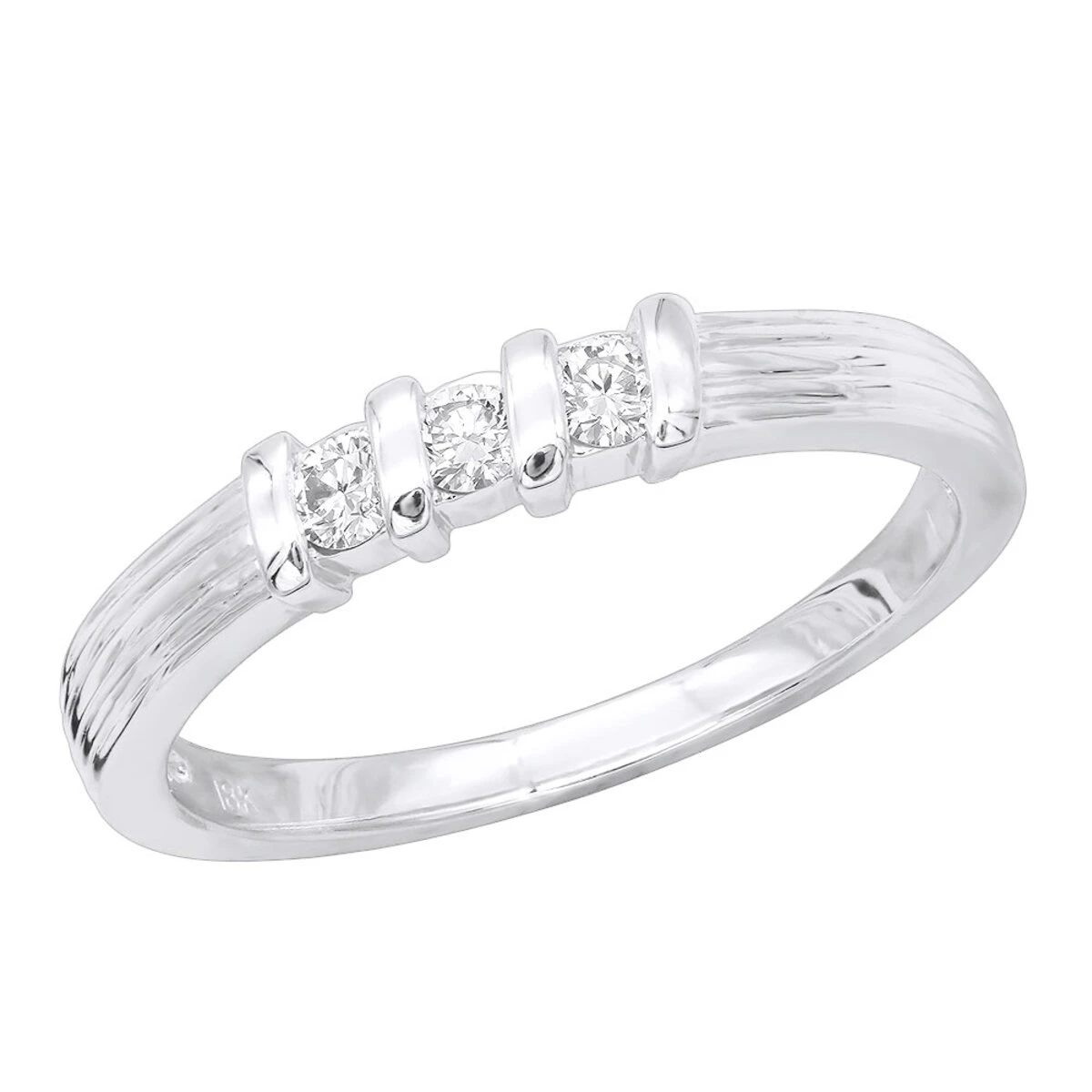 Thin 18K White Gold Men's Diamond Wedding Band 0.15ct 3 Thin 18K White Gold Men's Diamond Wedding Band 0.15ct