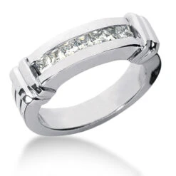 18K White Gold Men's Diamond Wedding Band 0.98ct